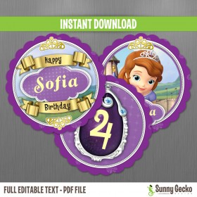 Sofia The First Birthday Labels